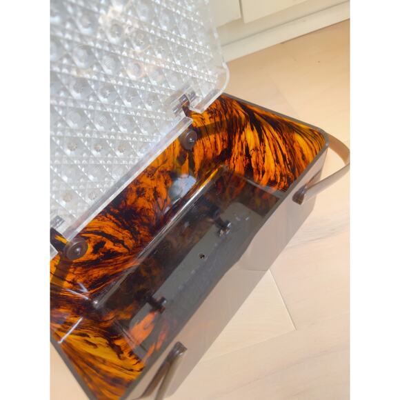 Vintage Merle Norman Crystal-and-Tortoise-Look Evening Purse. Case/ Top handle - Picture 7 of 10